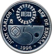 Spain 2000 Pesetas Djenne 1996 Proof KM# 975 JUAN CARLOS I REY DE ESPAÑA M 1996 coin obverse