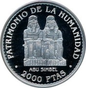 Spain 2000 Pesetas Abu Simbel 1996 Proof KM# 976 PATRIMONIO DE LA HUMANIDAD ABU SIMBEL 2000 PTAS coin reverse