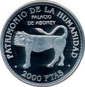 Spain 2000 Pesetas Abomey 1997 Proof KM# 1018 PATRIMONIO DE LA HUMANIDAD PALACIO DE ABOMEY 2000 PTAS coin reverse Spain 2000 Pesetas Abomey 1997 Proof KM# 1018 PATRIMONIO DE LA HUMANIDAD PALACIO DE ABOMEY 2000 PTAS coin reverse