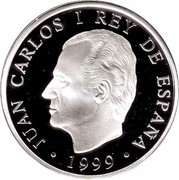 Spain 2000 Pesetas 750 Years of Barcelona City Government 1999 Proof KM# 1029 JUAN CARLOS I REY DE ESPAÑA 1999 coin obverse Spain 2000 Pesetas 750 Years of Barcelona City Government 1999 Proof KM# 1029 JUAN CARLOS I REY DE ESPAÑA 1999 coin obverse
