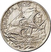 Spain 25 Centimos Caraba 1925 PC-S KM# 740 ESPAÑA 1925 coin obverse Spain 25 Centimos Caraba 1925 PC-S KM# 740 ESPAÑA 1925 coin obverse