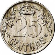 Spain 25 Centimos Caraba 1925 PC-S KM# 740 P C 25 CÉNTIMOS S coin reverse Spain 25 Centimos Caraba 1925 PC-S KM# 740 P C 25 CÉNTIMOS S coin reverse