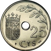 Spain 25 Cts 2nd Triumphant Year 1937 Proof KM# 753 ESPAÑA VNA GRANDE LIBRE 1937 II AÑO TRIVNFAL coin obverse