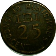 Spain 25 Centimos Ibi 1937 KM# 1.1 CONSEJO MUNICIPAL IBI 25 CENTIMOS coin obverse Spain 25 Centimos Ibi 1937 KM# 1.1 CONSEJO MUNICIPAL IBI 25 CENTIMOS coin obverse