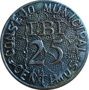 Spain 25 Centimos Ibi 1937 KM# 1.2 25 CENTIMOS CONSEJO MUNICIPAL IBI coin obverse Spain 25 Centimos Ibi 1937 KM# 1.2 25 CENTIMOS CONSEJO MUNICIPAL IBI coin obverse