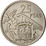 Spain 25 Pesetas Francisco Franco 1957 (58) KM# 787 25 PTAS UNA GRANDE LIBRE 65 coin reverse Spain 25 Pesetas Francisco Franco 1957 (58) KM# 787 25 PTAS UNA GRANDE LIBRE 65 coin reverse