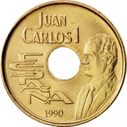 Spain 25 Pesetas Summer Olympics - Discus Thrower 1990 KM# 851 JUAN CARLOS I ESPAÑA 1990 coin obverse