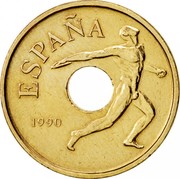 Spain 25 Pesetas Summer Olympics - Discus Thrower 1990 KM# 850 ESPAÑA 1990 coin obverse
