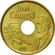 Spain 25 Pesetas Sevilla - La Giralda 1992 KM# 904 JUAN CARLOS I ESPAÑA 1992 coin obverse