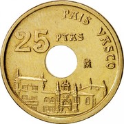 Spain 25 Pesetas Vasc Country 1993 KM# 920 PAIS VASCO 25 PTAS M coin reverse Spain 25 Pesetas Vasc Country 1993 KM# 920 PAIS VASCO 25 PTAS M coin reverse