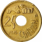 Spain 25 Pesetas Canary Islands 1994 KM# 933 25 PTAS CANARIAS M coin reverse Spain 25 Pesetas Canary Islands 1994 KM# 933 25 PTAS CANARIAS M coin reverse