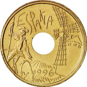 Spain 25 Pesetas Castilla - La Mancha 1996 KM# 962 ESPAÑA 1996 coin obverse Spain 25 Pesetas Castilla - La Mancha 1996 KM# 962 ESPAÑA 1996 coin obverse