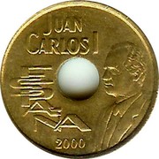 Spain 25 Pesetas Juan Carlos I 2000 KM# 1013 JUAN CARLOS I ESPAÑA 2000 coin obverse