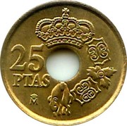 Spain 25 Pesetas Juan Carlos I 2000 KM# 1013 25 PTAS M coin reverse