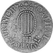 Spain III Quar 1812 KM# 115 Province Catalonia French Occupation PRINCIP CATHAL III QUAR coin reverse Spain III Quar 1812 KM# 115 Province Catalonia French Occupation PRINCIP CATHAL III QUAR coin reverse
