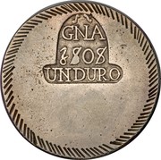 Spain 30 Sueldos Gerona 1808 KM# 10 GNA 1808 UNDURO coin reverse Spain 30 Sueldos Gerona 1808 KM# 10 GNA 1808 UNDURO coin reverse