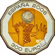 Spain 300 Euro Champions of the World of Basketball 2006 (M) Proof KM# 1121 ESPAÑA 2006 300 EURO coin obverse Spain 300 Euro Champions of the World of Basketball 2006 (M) Proof KM# 1121 ESPAÑA 2006 300 EURO coin obverse