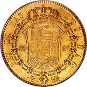 Spain 320 Rs Ferdinand VII 1822 SR KM# 566 REY DE LAS ESPAÑAS SR M 320 RS coin reverse Spain 320 Rs Ferdinand VII 1822 SR KM# 566 REY DE LAS ESPAÑAS SR M 320 RS coin reverse