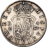 Spain 4 Reales Ferdinand VII 1811 C SF KM# 465 HISPANIARUM REX 4 R C SF coin reverse Spain 4 Reales Ferdinand VII 1811 C SF KM# 465 HISPANIARUM REX 4 R C SF coin reverse