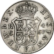 Spain 4 Reales Ferdinand VII 1812 C SF KM# 475 HISPANIARUM REX 4 R C SF coin reverse Spain 4 Reales Ferdinand VII 1812 C SF KM# 475 HISPANIARUM REX 4 R C SF coin reverse