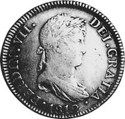 Spain 4 Reales Ferdinand VII 1812 CJ KM# 476.1 FERDIN VII DEI GRATIA 1812 coin obverse Spain 4 Reales Ferdinand VII 1812 CJ KM# 476.1 FERDIN VII DEI GRATIA 1812 coin obverse