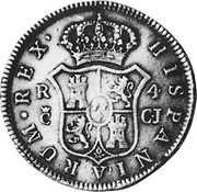 Spain 4 Reales Ferdinand VII 1812 CJ KM# 476.1 HISPANIARUM REX 4 R C CJ coin reverse Spain 4 Reales Ferdinand VII 1812 CJ KM# 476.1 HISPANIARUM REX 4 R C CJ coin reverse