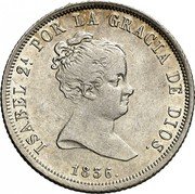 Spain 4 Reales 1836 CR KM# 510.1 Milled Real Coinage ISABEL 2A POR LA GRACIA DE DIOS 1836 coin obverse Spain 4 Reales 1836 CR KM# 510.1 Milled Real Coinage ISABEL 2A POR LA GRACIA DE DIOS 1836 coin obverse