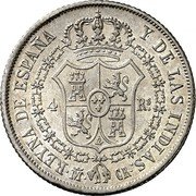 Spain 4 Reales 1836 CR KM# 510.1 Milled Real Coinage REYNA DE ESPAÑAS Y DE LAS INDIAS M CR 4 RS coin reverse Spain 4 Reales 1836 CR KM# 510.1 Milled Real Coinage REYNA DE ESPAÑAS Y DE LAS INDIAS M CR 4 RS coin reverse