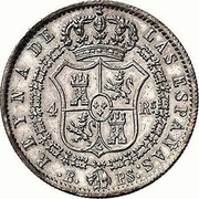 Spain 4 Reales Isabel II 1841 PS KM# 519.1 REYNA DE LAS ESPAÑAS B PS 4 RS coin reverse Spain 4 Reales Isabel II 1841 PS KM# 519.1 REYNA DE LAS ESPAÑAS B PS 4 RS coin reverse