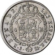 Spain 4 Reales Isabel II 1841 RD KM# 519.3 REYNA DE LAS ESPAÑAS S RD 4 RS coin reverse Spain 4 Reales Isabel II 1841 RD KM# 519.3 REYNA DE LAS ESPAÑAS S RD 4 RS coin reverse