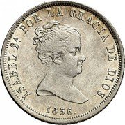 Spain 4 Reales KM# 510.2 Milled Real Coinage ISABEL 2A POR LA GRACIA DE DIOS 1836 coin obverse Spain 4 Reales KM# 510.2 Milled Real Coinage ISABEL 2A POR LA GRACIA DE DIOS 1836 coin obverse