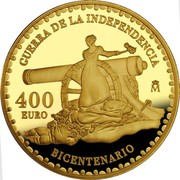 Spain 400 Euro Bicentennial Independence War 2008 Proof KM# 1197 400 EURO M BICENTENARIO GUERRA DE LA INDEPENDENCIA coin reverse Spain 400 Euro Bicentennial Independence War 2008 Proof KM# 1197 400 EURO M BICENTENARIO GUERRA DE LA INDEPENDENCIA coin reverse