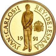 Spain 40000 Pesetas Imperial double eagle 1991 Proof KM# 900 JVAN CARLOS I REY DE ESPAÑA 19 91 coin obverse Spain 40000 Pesetas Imperial double eagle 1991 Proof KM# 900 JVAN CARLOS I REY DE ESPAÑA 19 91 coin obverse