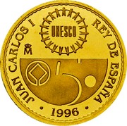 Spain 40000 Pesetas Abu Simbel 1996 Proof KM# 979 JUAN CARLOS I REY DE ESPAÑA UNESCO M 1996 coin obverse Spain 40000 Pesetas Abu Simbel 1996 Proof KM# 979 JUAN CARLOS I REY DE ESPAÑA UNESCO M 1996 coin obverse