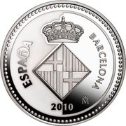 Spain 5 Euro Barcelona - Cathedral - Colon 2010 Proof KM# 1159 ESPAÑA BARCELONA 2010 M coin obverse Spain 5 Euro Barcelona - Cathedral - Colon 2010 Proof KM# 1159 ESPAÑA BARCELONA 2010 M coin obverse