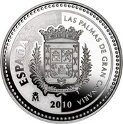 Spain 5 Euro Las Palmas de Gran Canaria - Colon House 2010 Proof KM# 1155 ESPAÑA LAS PALMAS DE GRAN CANARIA SEGURA TIENE LA PALMA M 2010 coin obverse Spain 5 Euro Las Palmas de Gran Canaria - Colon House 2010 Proof KM# 1155 ESPAÑA LAS PALMAS DE GRAN CANARIA SEGURA TIENE LA PALMA M 2010 coin obverse