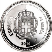 Spain 5 Euro Almeria - Alcazaba 2010 Proof KM# 1153 ESPAÑA ALMERÍA MUY NOBLE MUY LEAL Y DECIDIDA POR LA LIBERTAD CIUDAD DE ALMERÍA M 2010 coin obverse Spain 5 Euro Almeria - Alcazaba 2010 Proof KM# 1153 ESPAÑA ALMERÍA MUY NOBLE MUY LEAL Y DECIDIDA POR LA LIBERTAD CIUDAD DE ALMERÍA M 2010 coin obverse