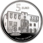 Spain 5 Euro Las Palmas de Gran Canaria - Colon House 2010 Proof KM# 1155 5 EURO CASA DE COLÓN coin reverse Spain 5 Euro Las Palmas de Gran Canaria - Colon House 2010 Proof KM# 1155 5 EURO CASA DE COLÓN coin reverse