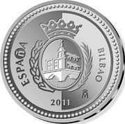 Spain 5 Euro Bilbao - Guggenheim Museum 2011 Proof KM# 1230 ESPAÑA BILBAO M 2011 coin obverse Spain 5 Euro Bilbao - Guggenheim Museum 2011 Proof KM# 1230 ESPAÑA BILBAO M 2011 coin obverse