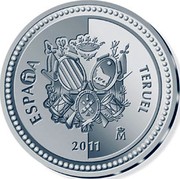 Spain 5 Euro Teruel - Cathedral 2011 Proof KM# 1229 ESPAÑA TERUEL M. NOBLE FIDELISIMA HEROICA Y VENCEDORA M 2011 coin obverse Spain 5 Euro Teruel - Cathedral 2011 Proof KM# 1229 ESPAÑA TERUEL M. NOBLE FIDELISIMA HEROICA Y VENCEDORA M 2011 coin obverse