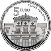 Spain 5 Euro Castellon de La Plana - Main Theatre 2011 Proof KM# 1244 TEATRE PRINCIPAL 5 EURO coin reverse Spain 5 Euro Castellon de La Plana - Main Theatre 2011 Proof KM# 1244 TEATRE PRINCIPAL 5 EURO coin reverse