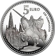 Spain 5 Euro Burgos - Cid and Cathedral 2011 Proof KM# 1242 5 EURO CID CAMPEADOR coin reverse Spain 5 Euro Burgos - Cid and Cathedral 2011 Proof KM# 1242 5 EURO CID CAMPEADOR coin reverse