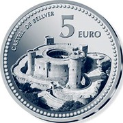 Spain 5 Euro Palma de Mallorca - Bellver Castle 2011 Proof KM# 1227 CASTELL DE BELLVER 5 EURO coin reverse