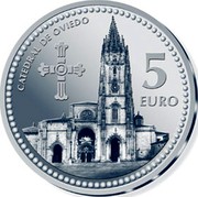 Spain 5 Euro Oviedo - Cathedral 2011 Proof KM# 1226 CATEDRAL DE OVIEDO 5 EURO coin reverse Spain 5 Euro Oviedo - Cathedral 2011 Proof KM# 1226 CATEDRAL DE OVIEDO 5 EURO coin reverse