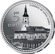 Spain 5 Euro Vitoria-Gasteiz - Cathedral 2012 Proof KM# 1278 CATEDRAL DE SANTA MARÍA 5 EURO coin reverse Spain 5 Euro Vitoria-Gasteiz - Cathedral 2012 Proof KM# 1278 CATEDRAL DE SANTA MARÍA 5 EURO coin reverse