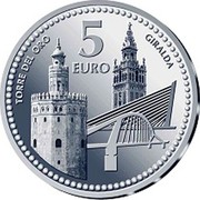 Spain 5 Euro Sevilla - Gold Tower and Giralda 2012 Proof KM# 1272 TORRE DEL ORO 5 EURO GIRALDA coin reverse Spain 5 Euro Sevilla - Gold Tower and Giralda 2012 Proof KM# 1272 TORRE DEL ORO 5 EURO GIRALDA coin reverse