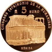 Spain 5 Euro Merida 2015 (M) Proof KM# 1343 5 EURO CIUDADES PATRIMONIO DE LA HUMANIDAD M MÉRIDA coin reverse Spain 5 Euro Merida 2015 (M) Proof KM# 1343 5 EURO CIUDADES PATRIMONIO DE LA HUMANIDAD M MÉRIDA coin reverse