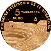 Spain 5 Euro Tarragona 2015 (M) Proof KM# 1358 5 EURO CIUDADES PATRIMONIO DE LA HUMANIDAD M TARRAGONA coin reverse Spain 5 Euro Tarragona 2015 (M) Proof KM# 1358 5 EURO CIUDADES PATRIMONIO DE LA HUMANIDAD M TARRAGONA coin reverse