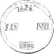 Spain 5 Ps Lerida 1809 KM# 10 5 PS FER VII 1809 coin obverse Spain 5 Ps Lerida 1809 KM# 10 5 PS FER VII 1809 coin obverse