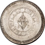 Spain 5 Pesetas Majorca 1823 C# L9.1 FERN 7 P LA C D DIOS YLA CONST 5 P coin obverse Spain 5 Pesetas Majorca 1823 C# L9.1 FERN 7 P LA C D DIOS YLA CONST 5 P coin obverse